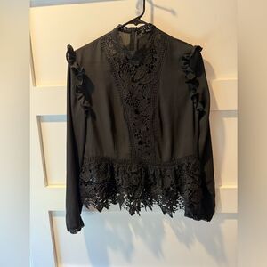 New Black lace zipper back blouse size Medium